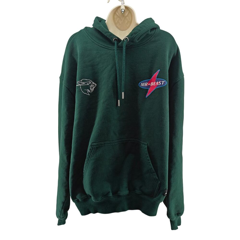Mr Beast Lighting Hoodie Sweatshirt Forest Green Unsiex Adult 3XL
